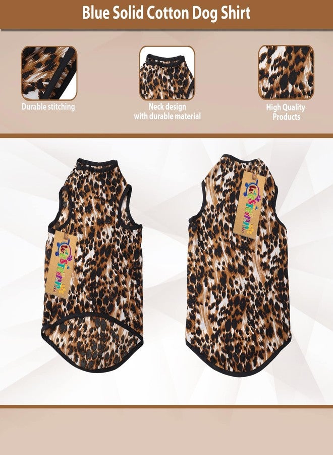 ويستيرن إرا تيشيرت قطني ناعم للكلاب بتصميم عصري مستوحى من العصر الغربي | ملابس مريحة وجيدة التهوية للكلاب | طقم أنيق بدون أكمام للحيوانات الأليفة (طبعة الفهد) (مقاس متوسط - 16 بوصة) - Image 3